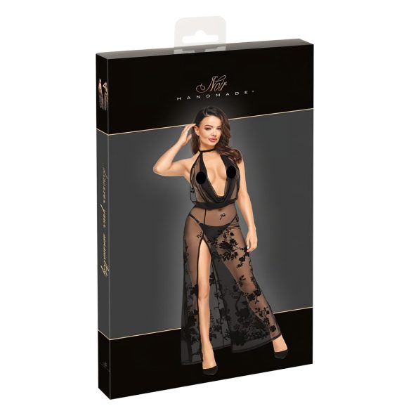 Noir - läbipaistev lillemustriga maksikleit (must) - L