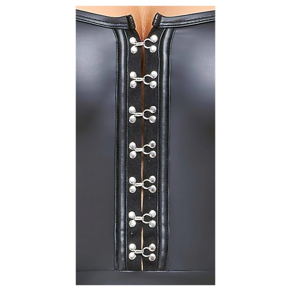 Cottelli - läikiv minikleit volditud seelikuga (must) - L