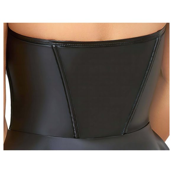 Cottelli - läikiv minikleit volditud seelikuga (must) - L