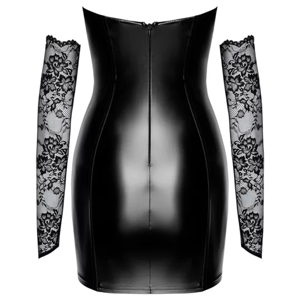 Noir - läikiv kleit pitsiliste detailidega (must)