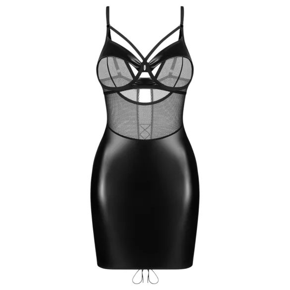 Obsessive Dominna - lakknahkne domina kleit - läbipaistev detail - must - L/XL