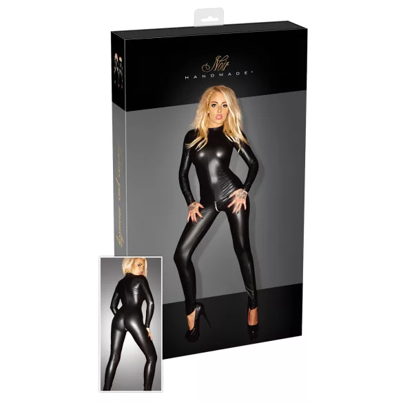 Noir - läikiv pikkade varrukatega catsuit - must - M