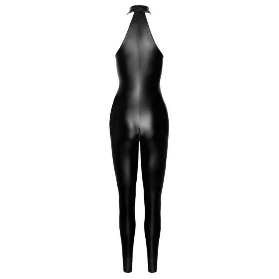 Noir - zipper jumpsuit with shiny fabric (black)