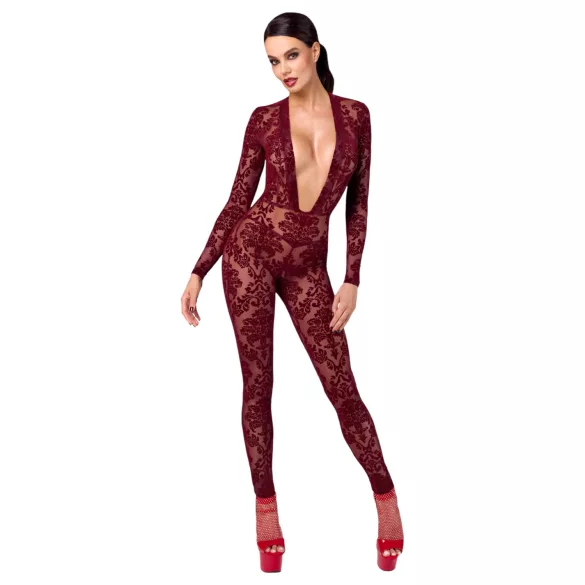 Noir Kink Royal - läbipaistev catsuit - punane - M