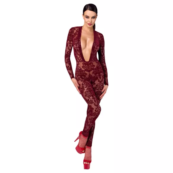 Noir Kink Royal - läbipaistev catsuit - punane - M