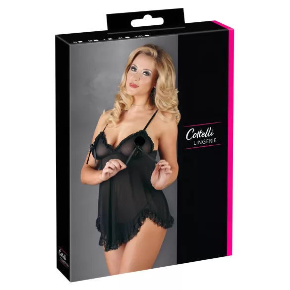 Cottelli - babydoll öösärk - pitsäärega, must