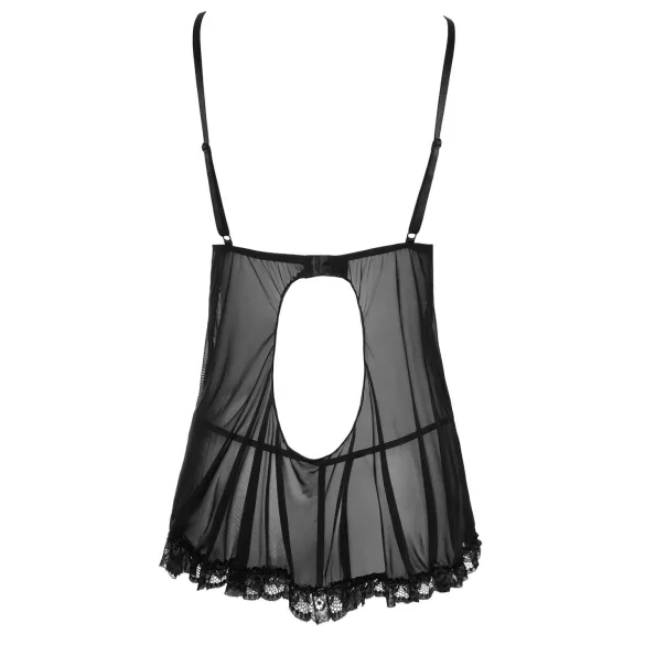 Cottelli - babydoll öösärk - pitsäärega, must - XL