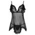 Cottelli - Õrn ja volangidega babydoll (must) - XXL