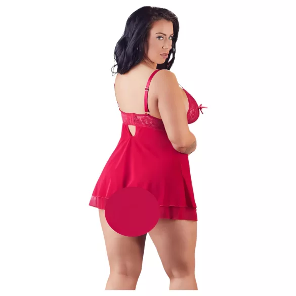 Cottelli Plus Size - pitsist babydoll suur suurus - punane - 2XL