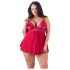 Cottelli Plus - pitsiline ja õhuline babydoll (punane) - 3XL