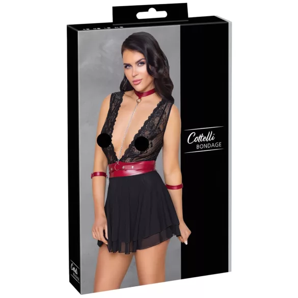 Cottelli Bondage - kaelapael pitsist babydoll (must) - M