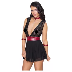 Cottelli Bondage - kaelapael pitsist babydoll (must) - L