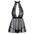Suudlusväärne - pitsiline babydoll kaelarihmaga (must) - L/XL