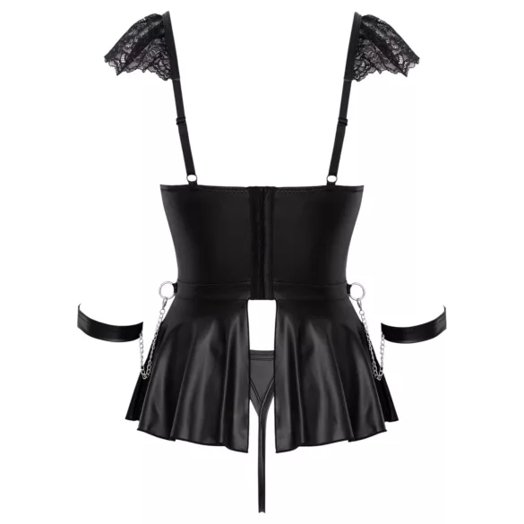 Cottelli Bondage - pitsist minikleit käeraudadega (must) - L