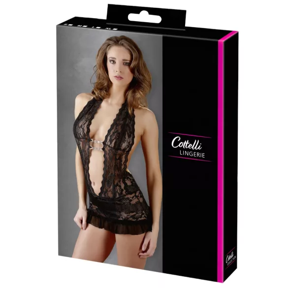 Cottelli - kaelarihmaga pitsist minikleit - must - L