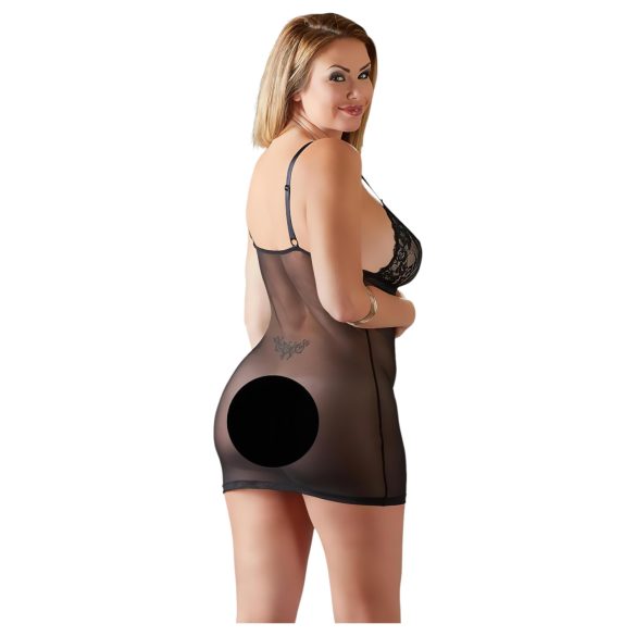 Cottelli Plus Size - pitsiline läbipaistev öösärk (must)