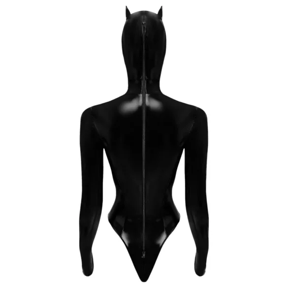 Black Velvets - pikkade varrukatega batwoman body - must - XL