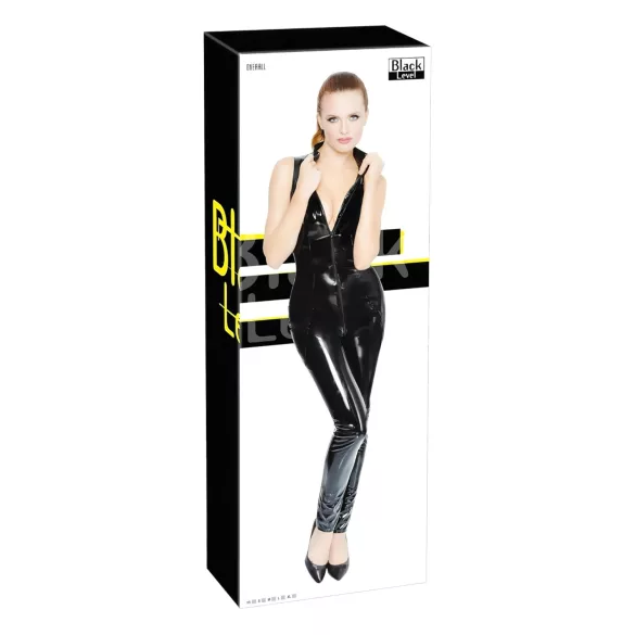 Black Level - läikiv lukuga catsuit - must