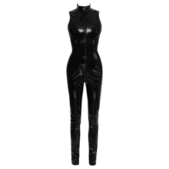 Black Level - läikiv lukuga catsuit - must