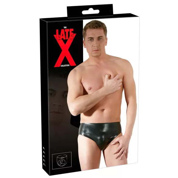 Latex meeste aluspesu sisemise peenise ja anaaldildoga (must)