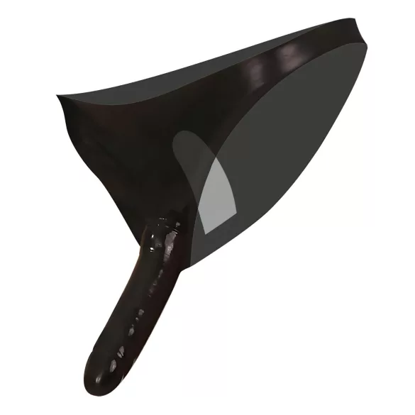 Latex-aluspesu sisemise ja välimise dildoga (must, S-L)