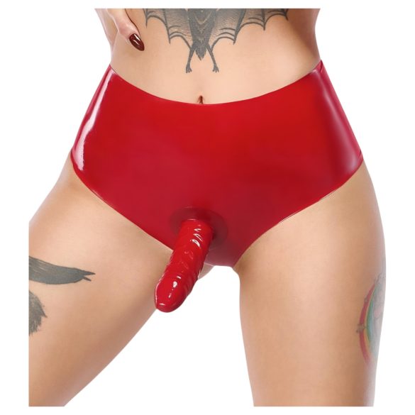 LATEX - realistlik dildoga aluspüksid (punased)