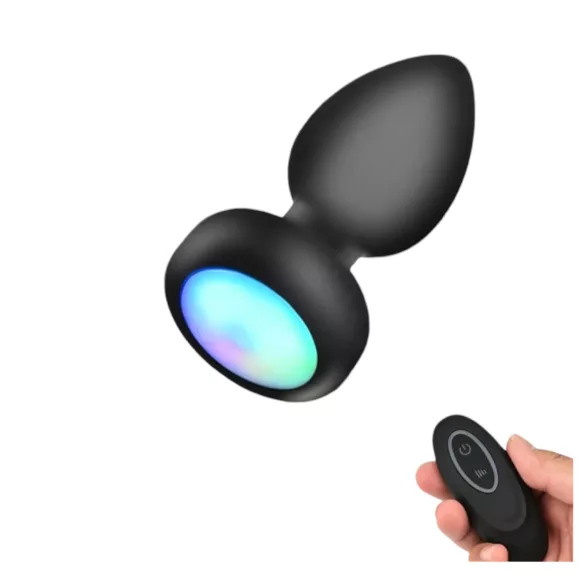 Mrow - anaalseks vibraator - kaugjuhtimispult, valgustusega - must
