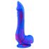 Inkipus - munanditega sinine-roosa silikoonist dildo 18cm