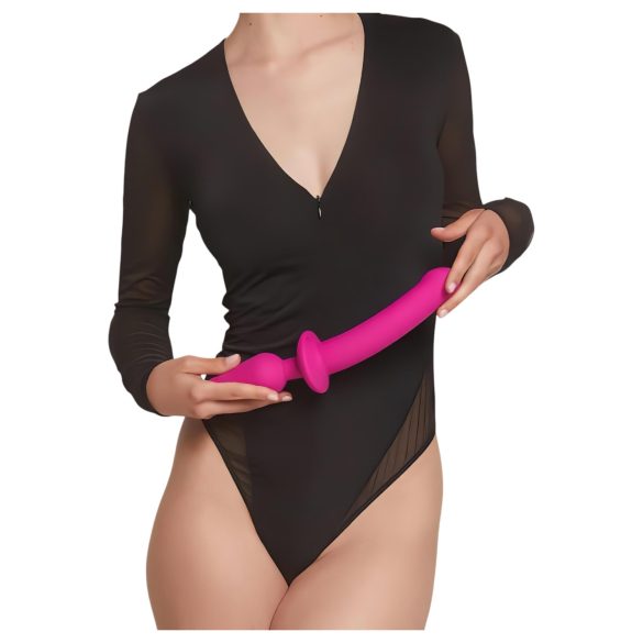 Strap-on-me L-2in1 poolreaalne silikoon-dildo (roosa)