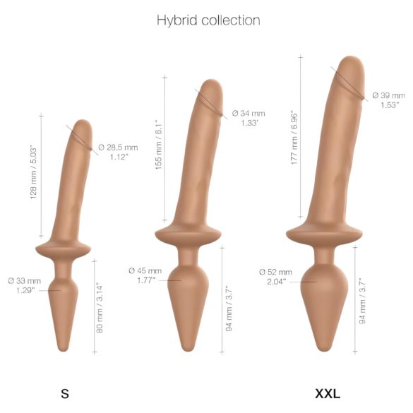 Strap-on-me Swith Realistlik S - 2in1 silikoonist dildo (naturaalne)