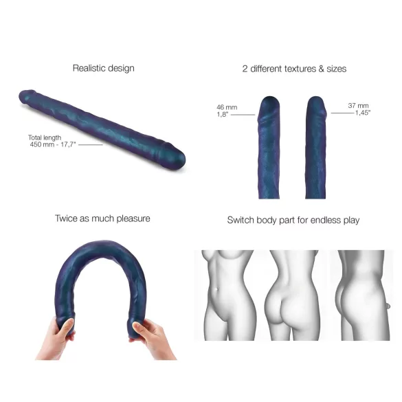 Strap-on-me - topelt dildo - metallik sinine