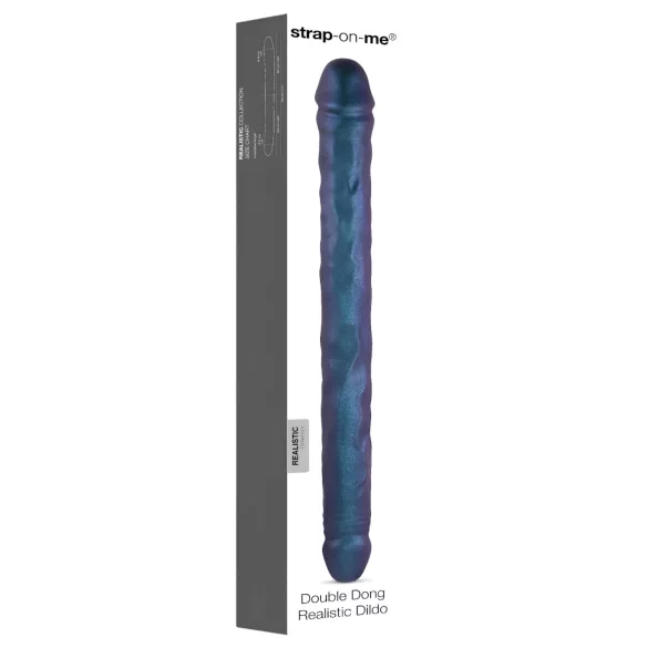 Strap-on-me - topelt dildo - metallik sinine