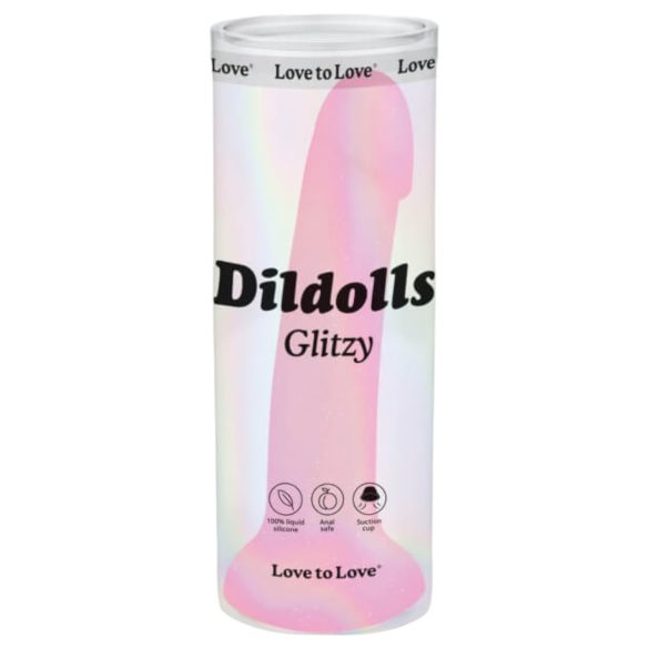 Dildolls Glitzy - kleepuv alus, roosa silikoonist dildó