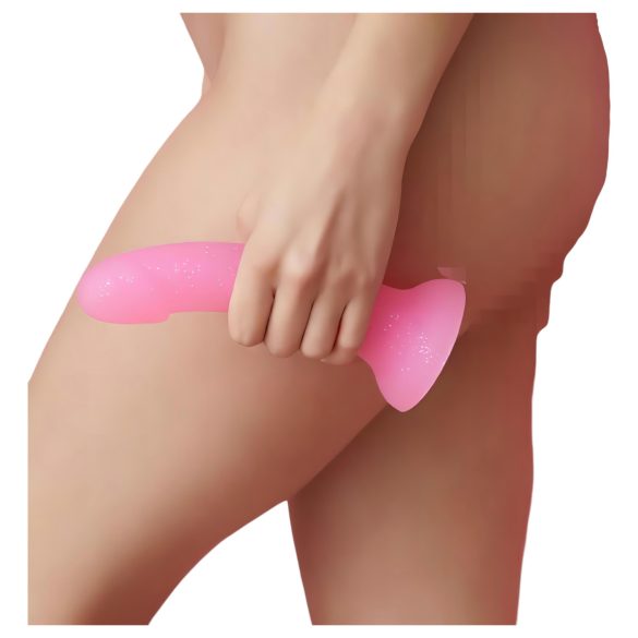 Dildolls Glitzy - kleepuv alus, roosa silikoonist dildó