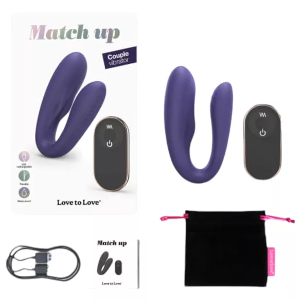Love to Love Match up - paarivibraator - akuga, kaugjuhtimispuldiga - lilla