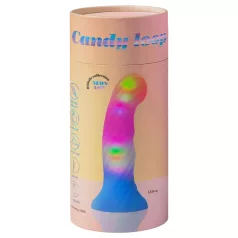   Love to Love Candy Loop - helendav LED-silikoondildo (roosa-sinine) - 16,9 cm