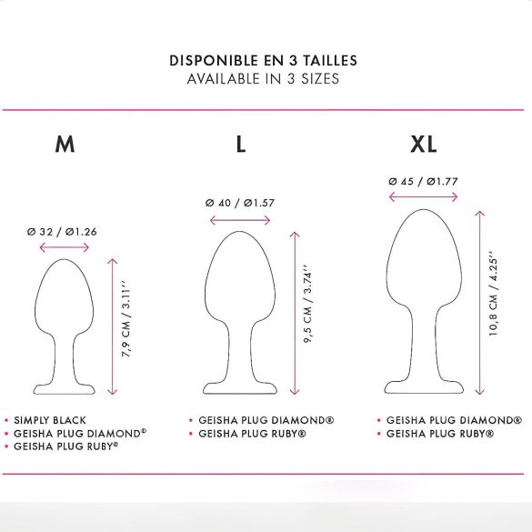 Dorcel - anaaliplugg geisha stiilis - roosa kiviga - must, M