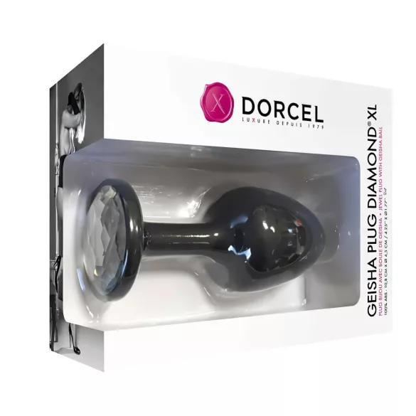 Dorcel Geisha Plug Diamond XL - valge kiviga anaaltapp (must)