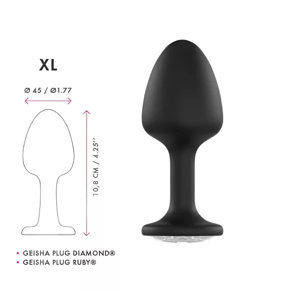 Dorcel Geisha Plug Diamond XL - valge kiviga anaaltapp (must)