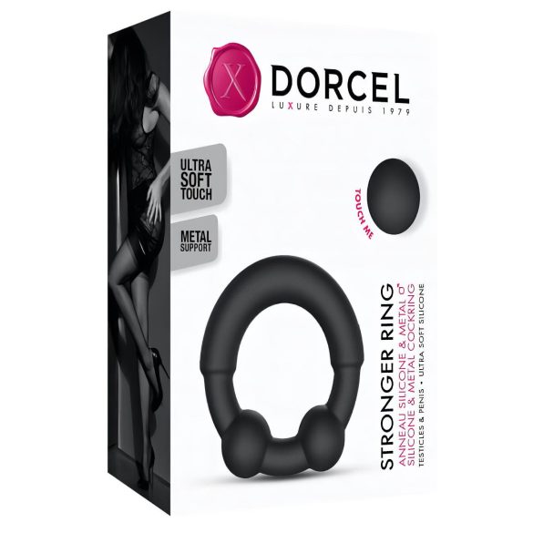 Dorcel Stronger Ring - metallist tugevdusega peeniserõngas - must