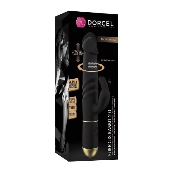 Dorcel Furious Rabbit 2.0 - küülikvibraator - tõukefunktsioon - must