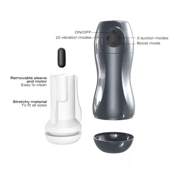 Dorcel Blowjoy Vibe - imev ja vibreeriv akulaetav masturbaator (hall)