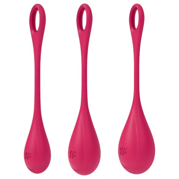 Satisfyer Yoni Power 1 - geisha kuulide komplekt - punane (3-osaline)