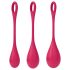 Satisfyer Yoni Power 1 - geisha kuulide komplekt - punane (3-osaline)