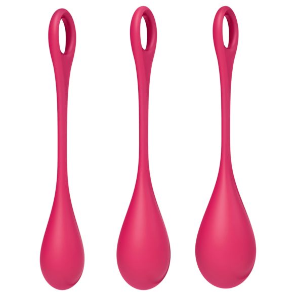 Satisfyer Yoni Power 1 - geishakuulide komplekt - punane - 3-osaline