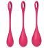 Satisfyer Yoni Power 1 - geisha kuulide komplekt - punane (3-osaline)