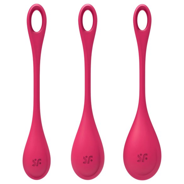 Satisfyer Yoni Power 1 - geishakuulide komplekt - punane - 3-osaline