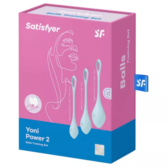 Satisfyer Yoni Power 2 - geishakuuli komplekt - sinine - 3-osaline
