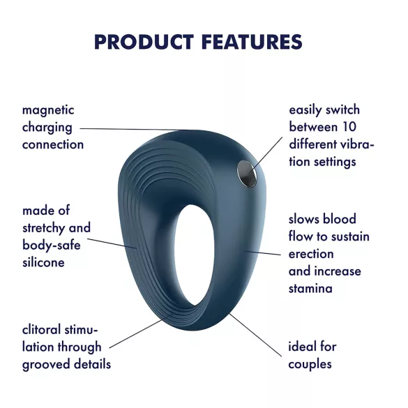 Satisfyer Power Ring - vibraatoriga veekindel peenisekasuti - hall