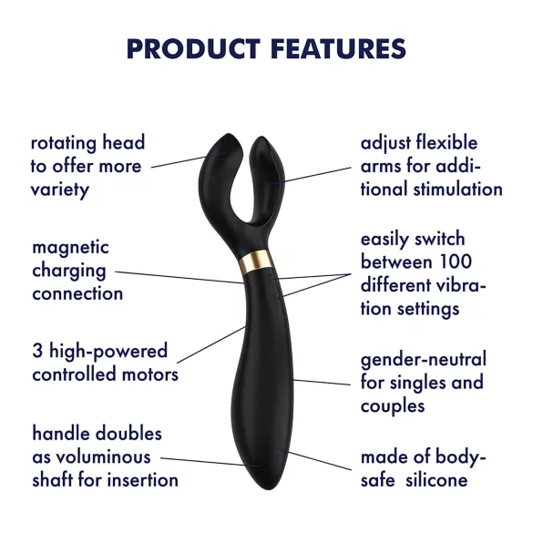 Satisfyer Endless Fun - paaridele vibraator - akuga, veekindel - must
